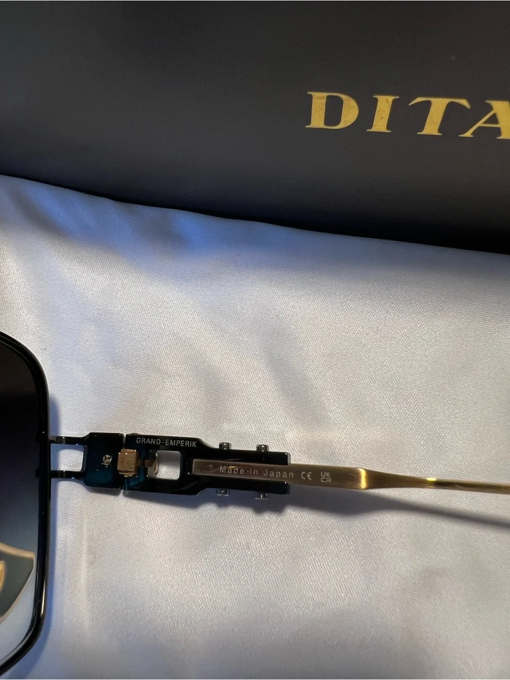 DITA Black & Gold Rectangular Aviator Sunglasses